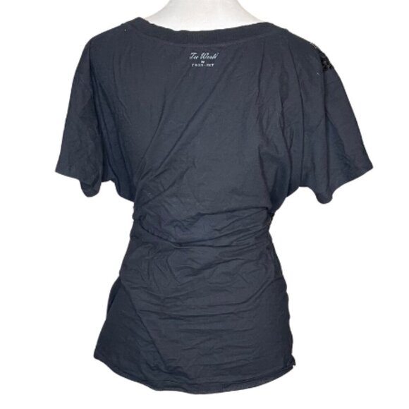 Twin-Set Women's Black Oversize Sequins Tres Jolie T-shirt Size Medium Glam - Picture 3 of 7